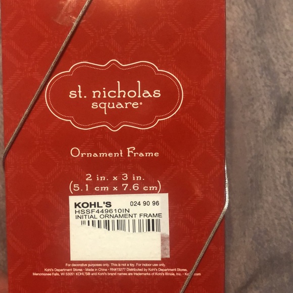 St. Nicholas Square Letter M initial Photo Frame. Red and silver color with bell - Picture 3 of 3